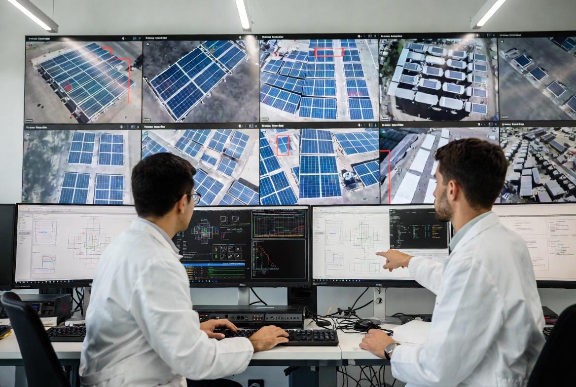 Nadzorni center za pregled sončnih elektrarn z dronom